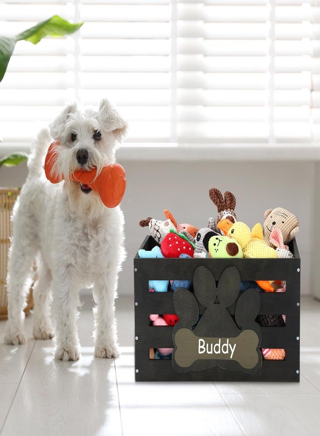 Cinnvoice Large Dog Toy Basket Wood Dog Toy Bin Storage Baskets Box with Handles and Label Position Design Large Organizer with Paw Pattern Print for Pets Toys Food Blankets Clothes 18"x12"x10" - Image 5